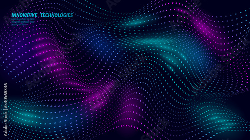 3D nanotechnololy dots texture cyberspace. Nano fiber chemical modern material design. Atom molecule macro structure development vector illustration