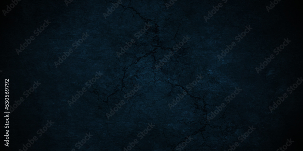 Naklejka premium Backdrop vintage blue stone grunge concrete cement blackboard chalkboard wall floor texture. Black anthracite dark green grunge old texture panorama backdrop background.