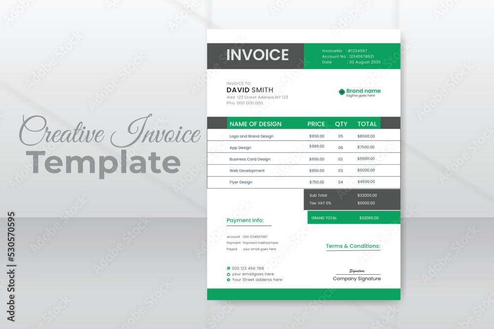 Modern invoice business design template for your company Modern invoice business design template for your company