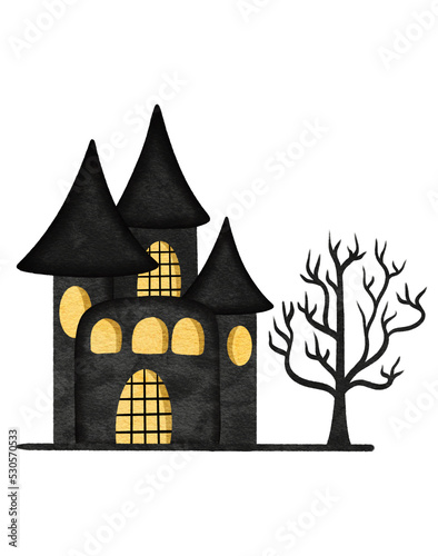 Haunted house watercolor  © CholladaArt