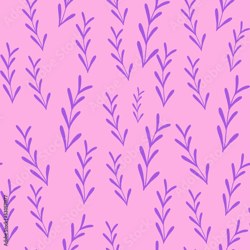 purple minimalistic olive branches on pink background