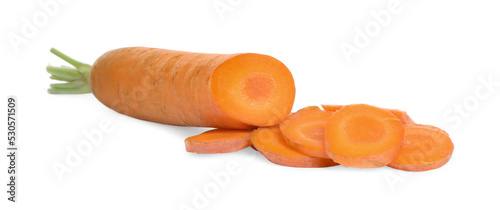 Tasty ripe organic carrot on white background