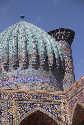 Detail of islamic architecture dome in the registan of Samarkand
