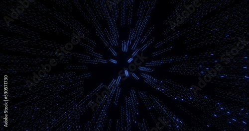 Render with blue glowing springs on black