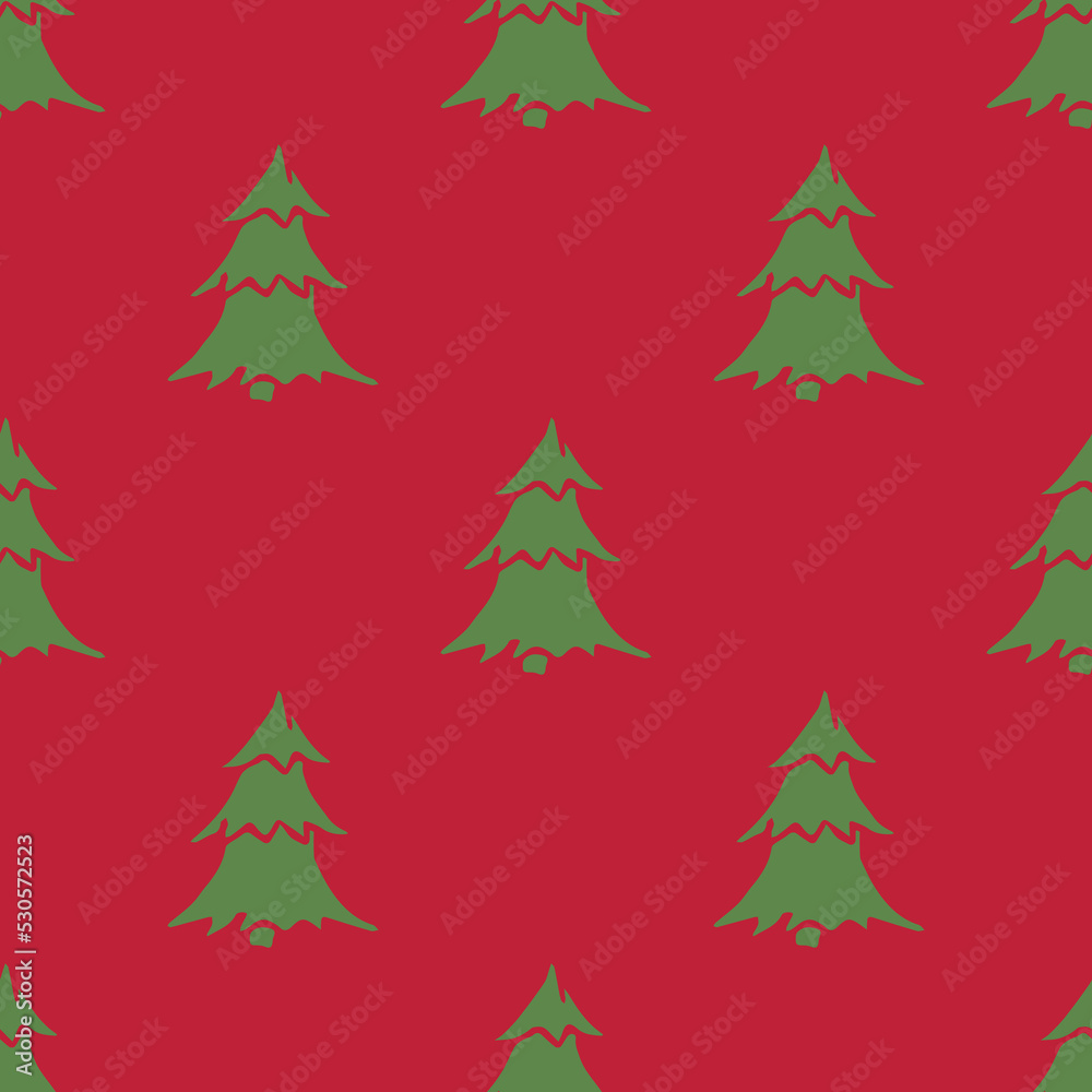 Seamless christmas tree pattern. christmas tree ornament. Doodle illustration with christmas tree
