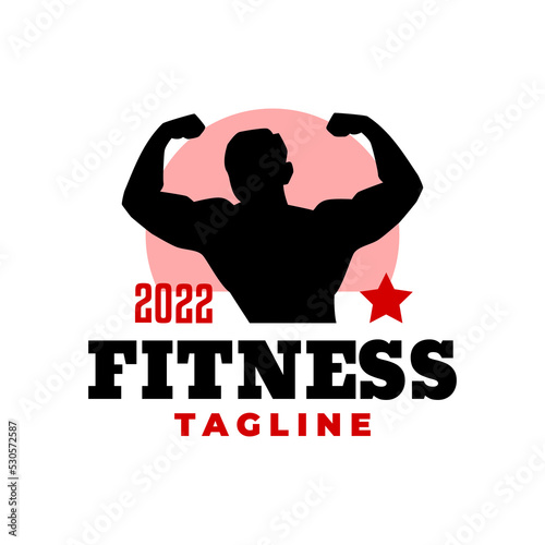 silhouette of bodybuilder for gym studio logo. fitness logo vector template.