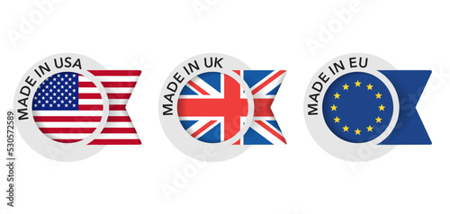 Country of origin icons - USA, UK, EU