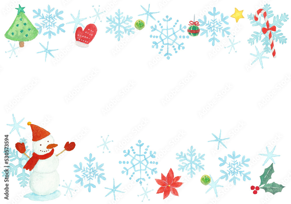 水彩絵の具で描いたクリスマスの背景フレーム 水彩絵の具で描いたクリスマスの背景フレーム