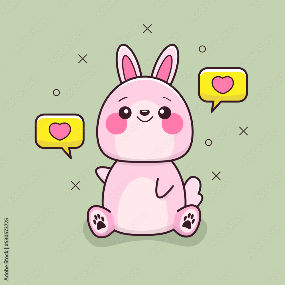 Fototapeta premium Square poster with rabbit and likes.