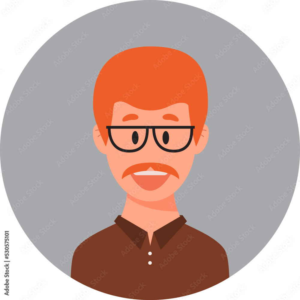 Avatar icon, guy flat style. Vector graphics eps 10.
