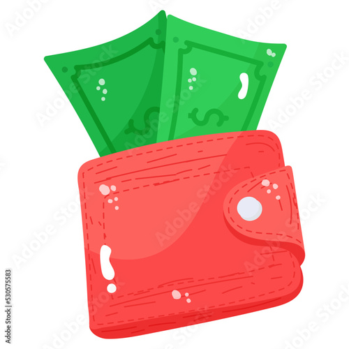 Modern flat sticker icon of cash wallet 