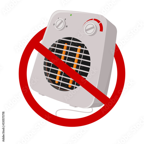 vector illustration of a fan heater prohibition sign to prevent blackout