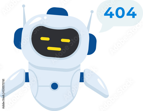 Not found chatbot Character. Support Automated Service. Vector illustration