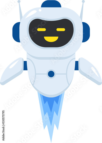 Happy flying chatbot Character. Support Automated Service. Vector illustration