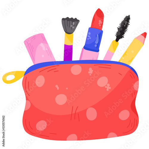 An editable flat sticker of makeup pouch 