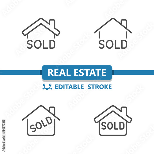 Real Estate Icons. Sign, Sold, Home, House Icon