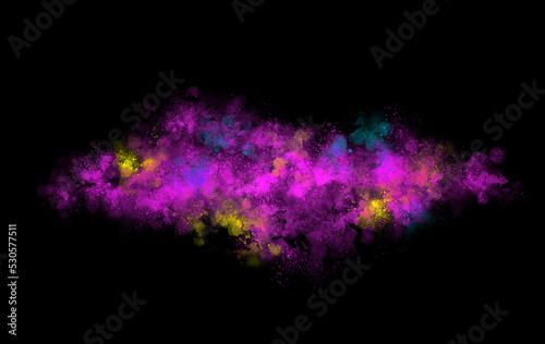 Dark colorful abstract background with splashes of bright paint.