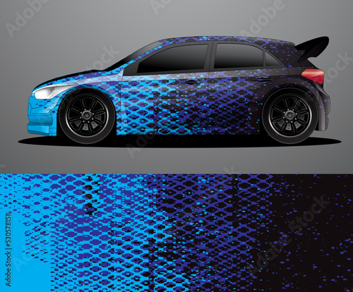 Rally car decal graphic wrap vector, abstract background