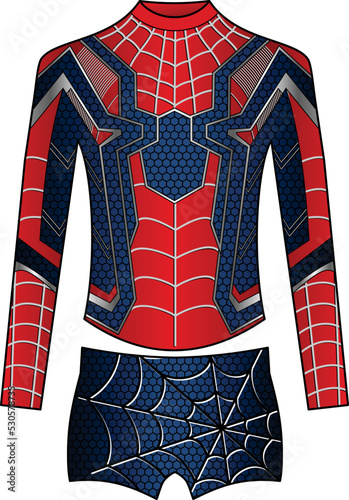 Spider swimwear beachwear template. Technical drawing, editable sketch.