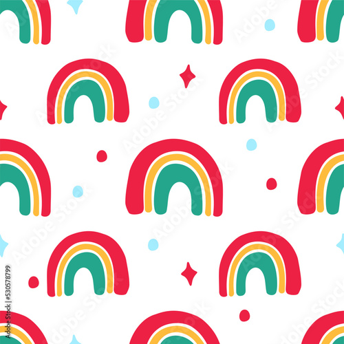 A rainbow pattern in the retro style of the 70s. Good vibes multi-colored picture. Vector illustration