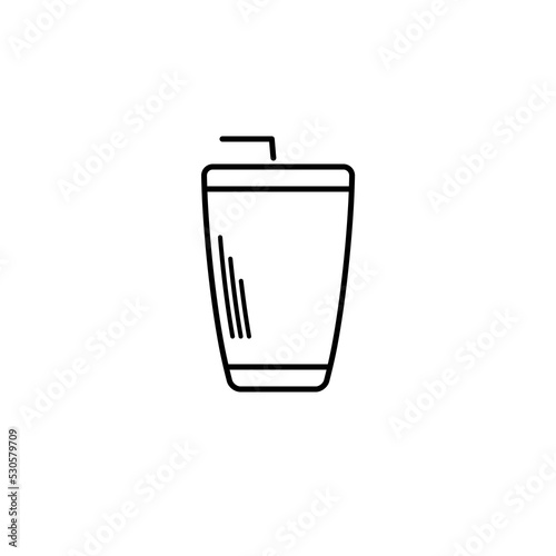 tumbler or glassware icon with straw on white background. simple, line, silhouette and clean style. black and white. suitable for symbol, sign, icon or logo
