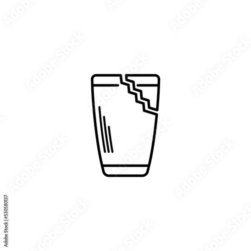broken tumbler or glassware icon on white background. simple, line, silhouette and clean style. black and white. suitable for symbol, sign, icon or logo