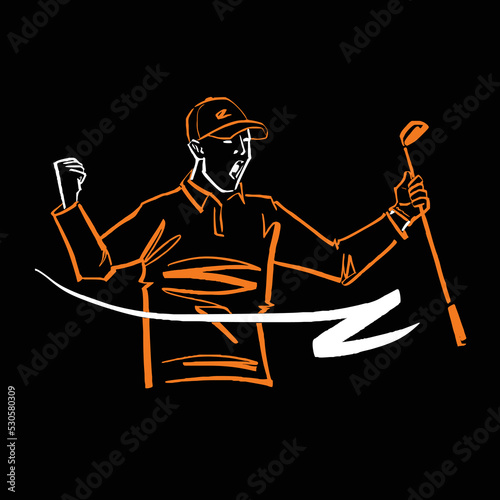Golfer silhouette in different pose and action