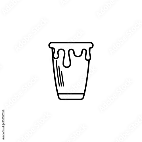 tumbler or glassware icon with overfilled with water on white background. simple, line, silhouette and clean style. black and white. suitable for symbol, sign, icon or logo