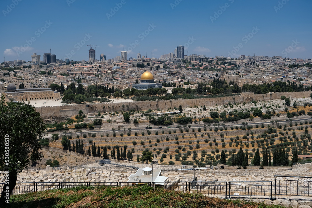 View of Jerusalem from the Mount of Olives in Israel