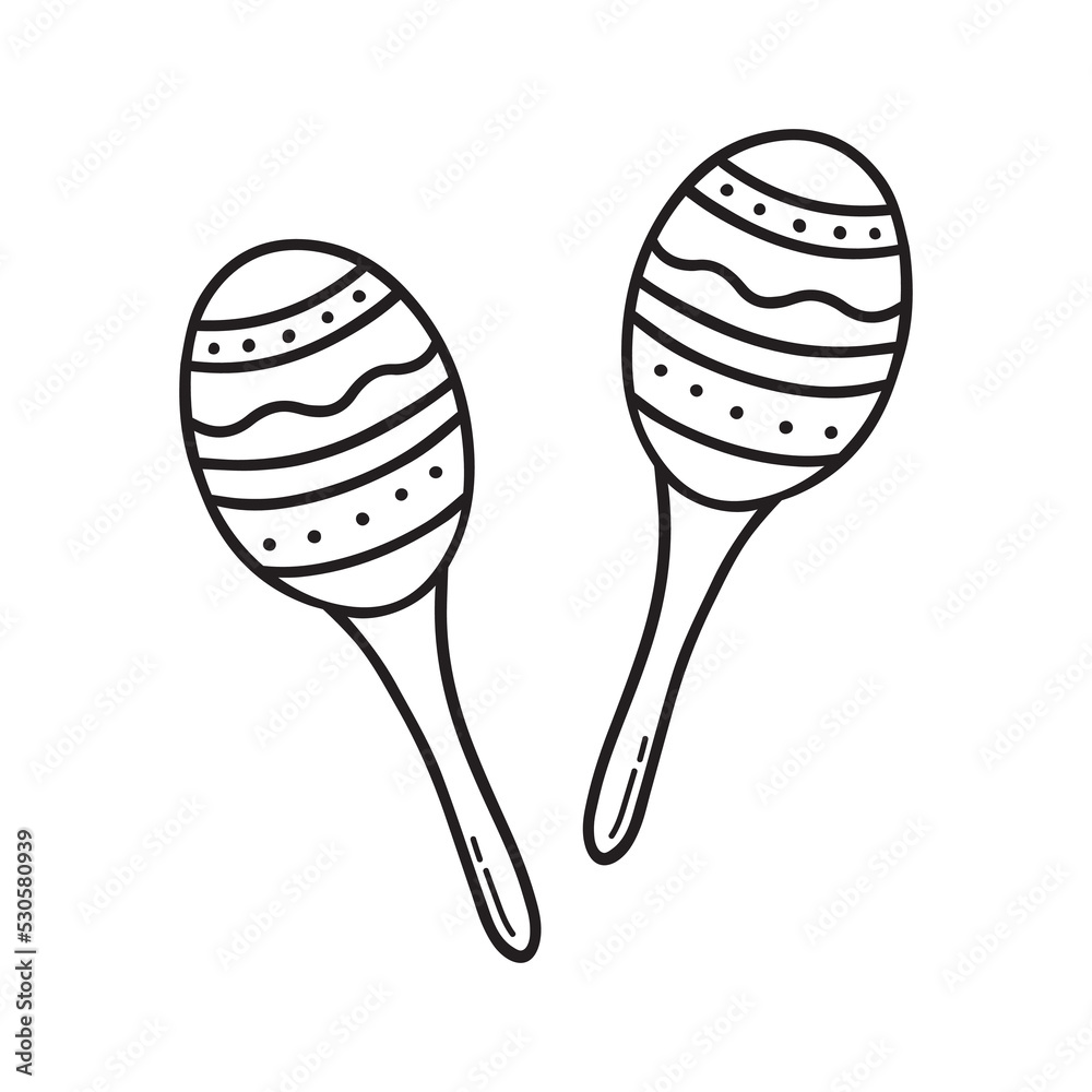 Hand drawn maracas doodle. Musical instrument in sketch style. Vector