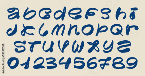 The font is hand-drawn with a brush. Ideal for posters, collages, clothing, music albums and more. Vector clipart, individual letters.
