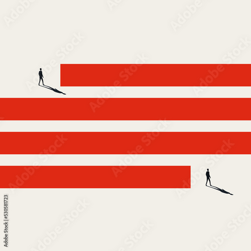 Business journey vector concept. Symbol of challenge, transformation, success. Minimal illustration.