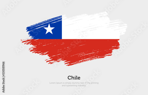 Modern brushed patriotic flag of Chile country with plain solid background