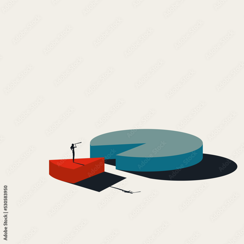 Business market analysis vector concept. Symbol of pie chart, data, information. Minimal illustration.