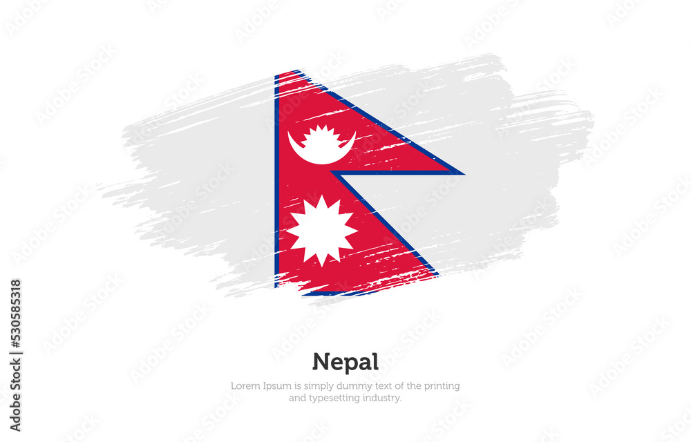 Obraz premium Modern brushed patriotic flag of Nepal country with plain solid background