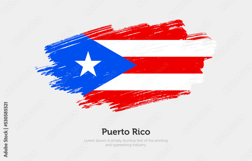 Modern brushed patriotic flag of Puerto Rico country with plain solid background