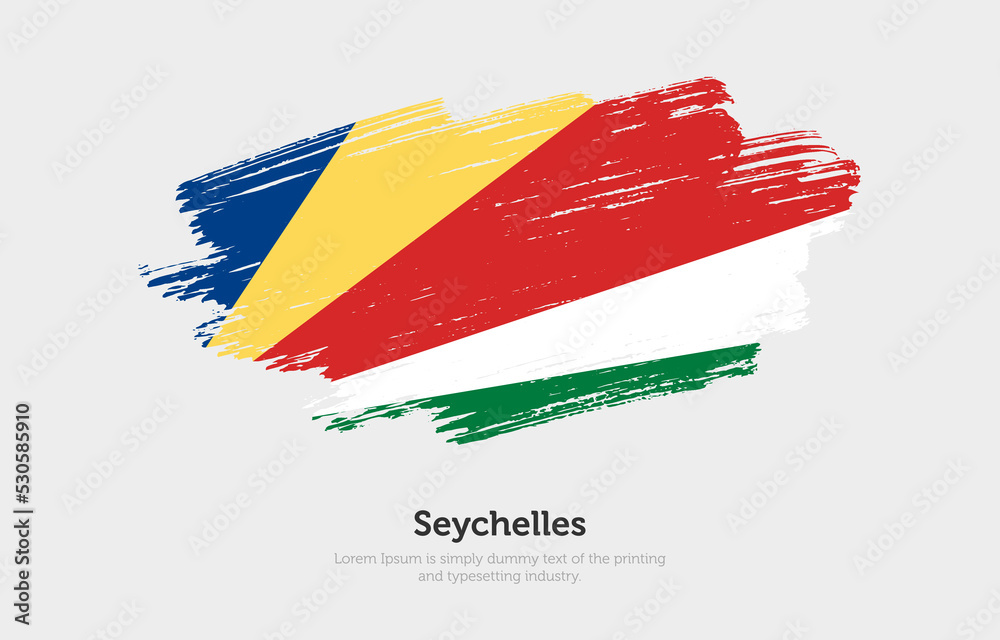 Obraz premium Modern brushed patriotic flag of Seychelles country with plain solid background
