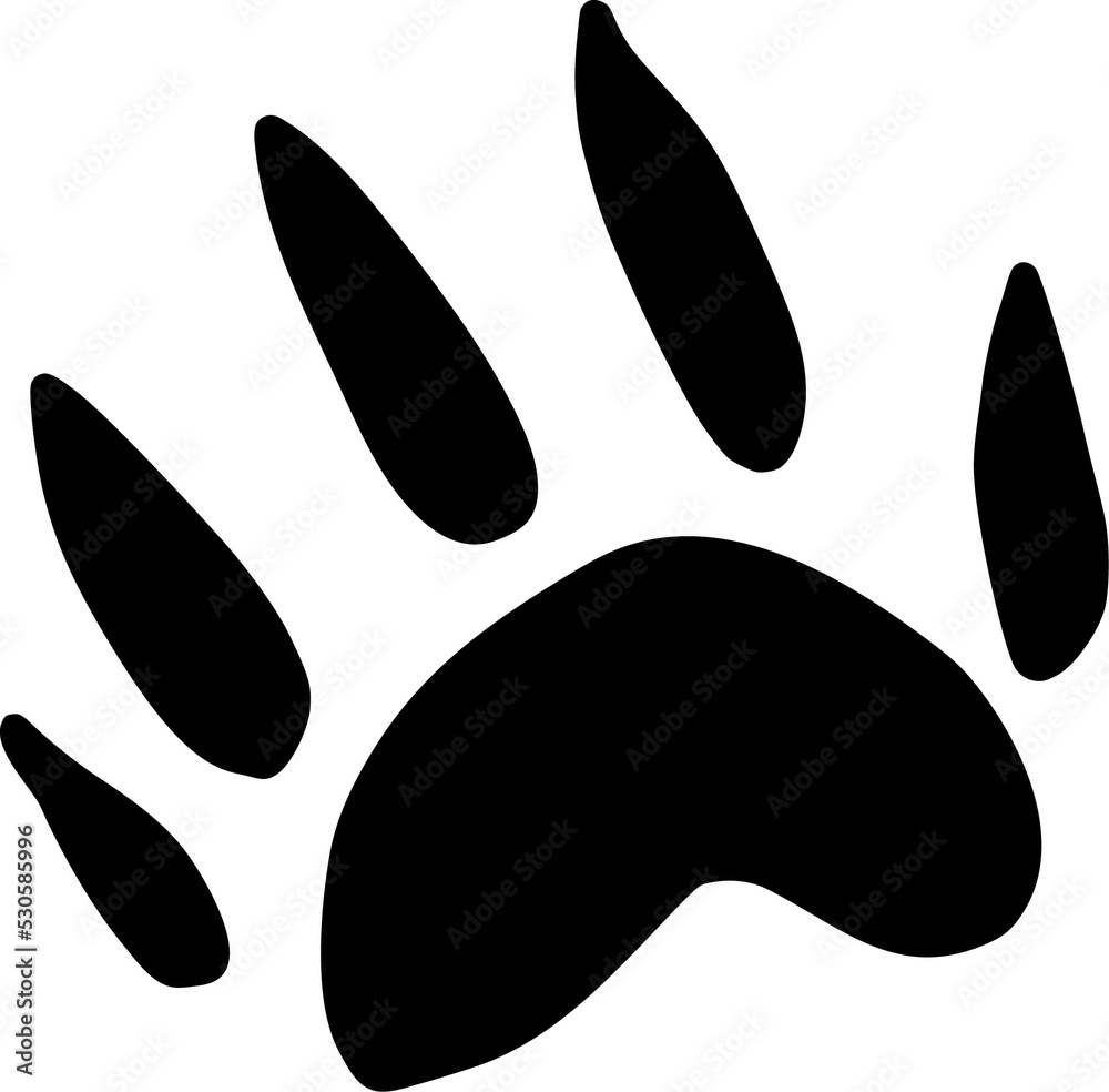 Scary footprint of some wild animal or werewolf Scary footprint of some wild animal or werewolf