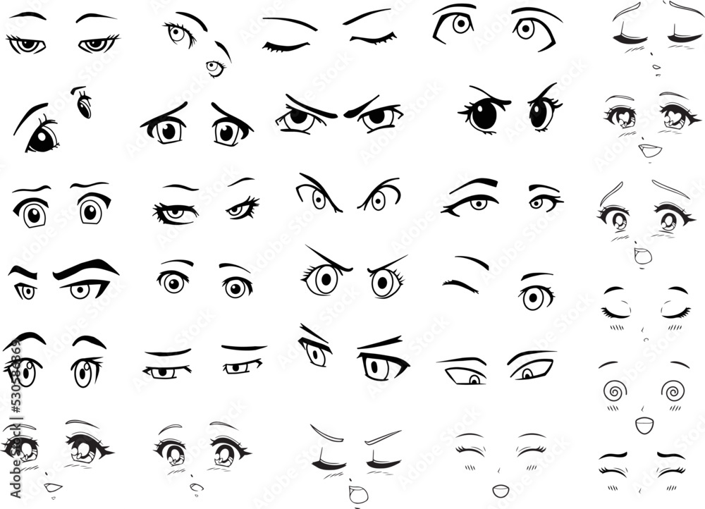 Set Of Cartoon Anime Eyes Anime Style Expressions Kawaii Cute Eyes Set Of Cartoon Anime Eyes Anime Style Expressions Kawaii Cute Eyes