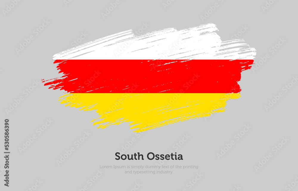 Fototapeta premium Modern brushed patriotic flag of South Ossetia country with plain solid background