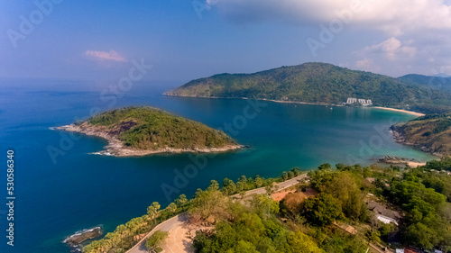 Promthep Cape is one of the most photographed locations in Phuket. Phromthep cape viewpoint at blue sea sky in Phuket  Thailand.