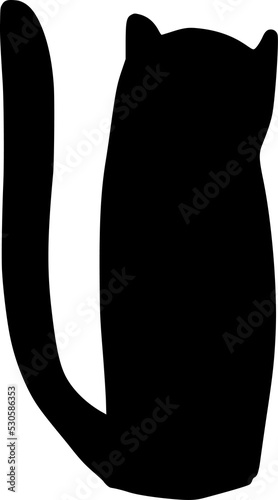 Black cat doodle spooky silhouette icon illustration