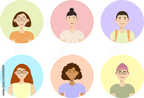 Set of vector characters girls and boys, children, students and kids