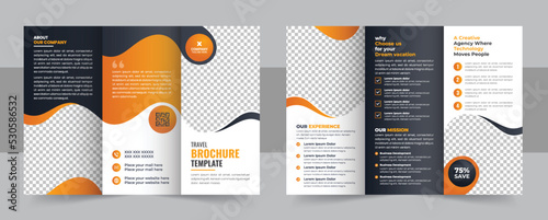 Trifold Travel Brochure Template, Travel Agency Trifold Brochure Layout