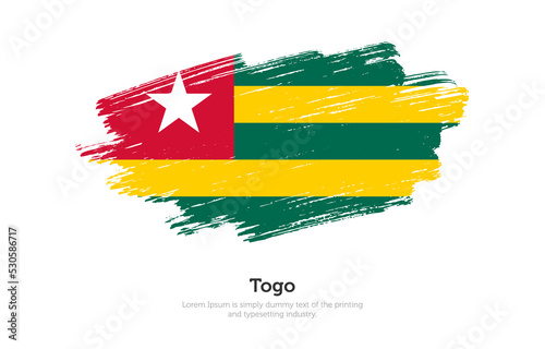 Modern brushed patriotic flag of Togo country with plain solid background