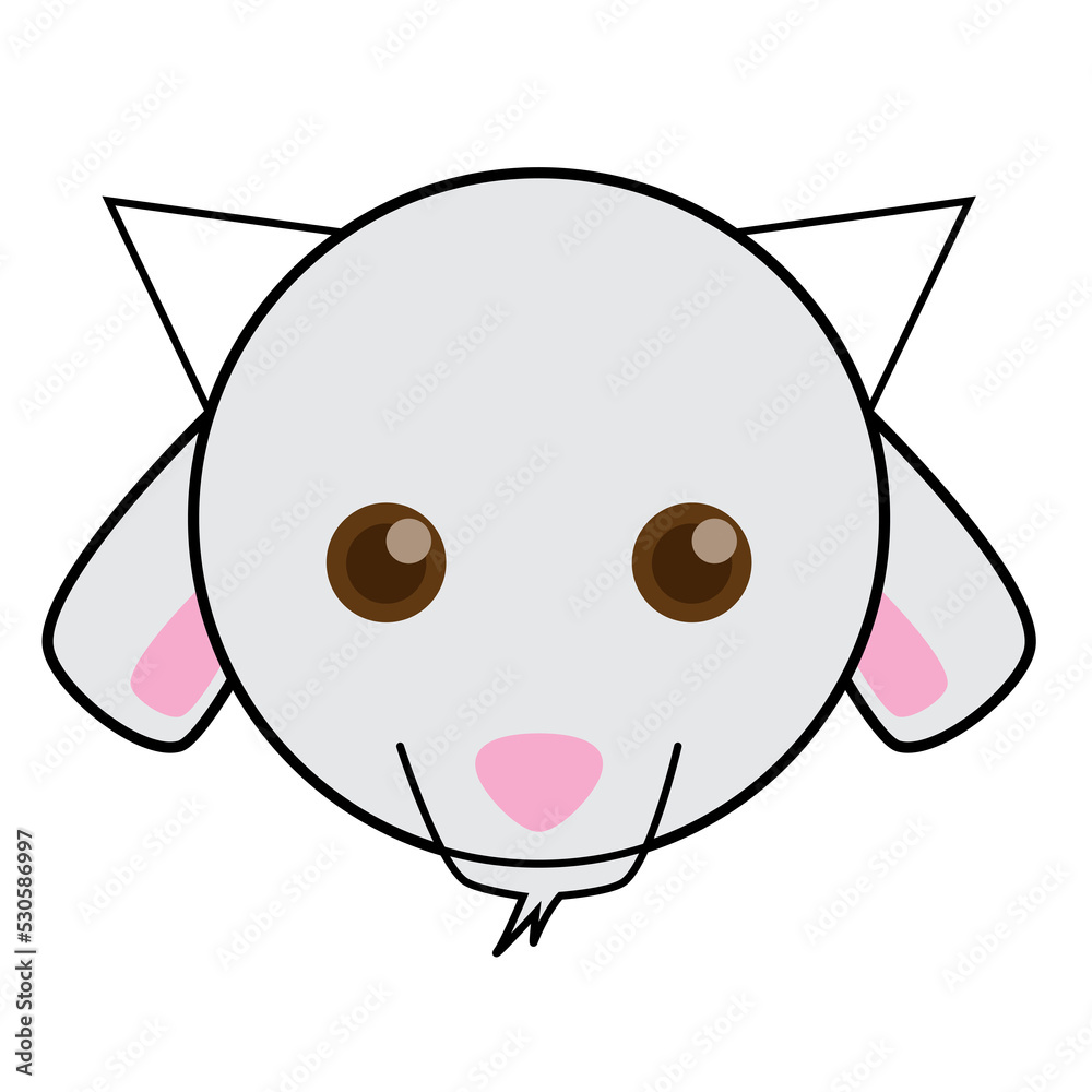 Obraz premium vector graphic illustration of cute goat head character mascot. can be used for children or schools and other products.