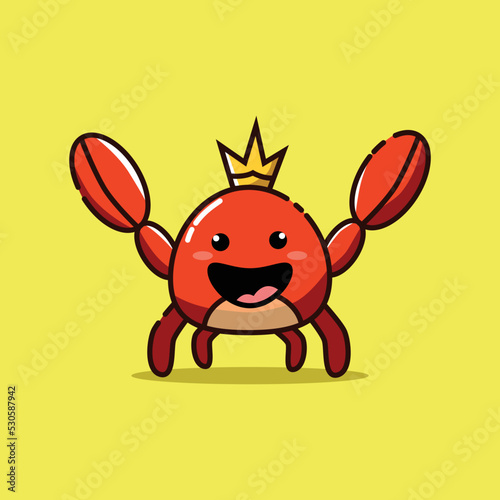 illustration vector graphic of king crab raised his claws and his smiled widely. perfect for children's books, icons, logos, etc. © Aditya.PCS