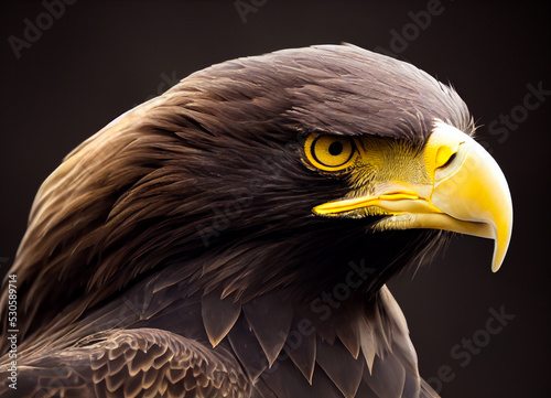 Fototapeta Close-up and image of a wild raptor, yellow beak and powerful look, for the prot
