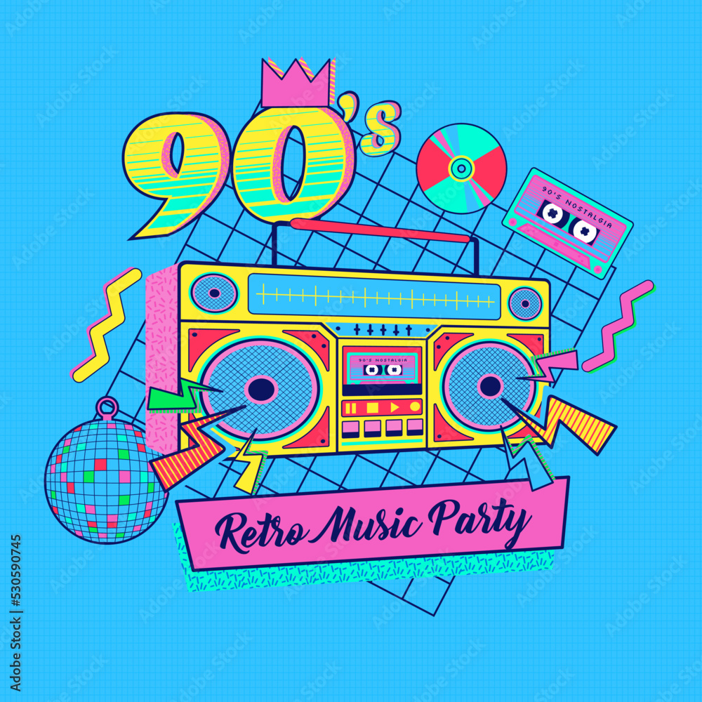 90s 80s memphis nostalgic colorful retro_Music party