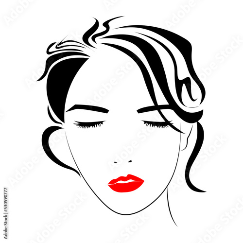 beautiful woman face with eyes closed beauty salon logo design